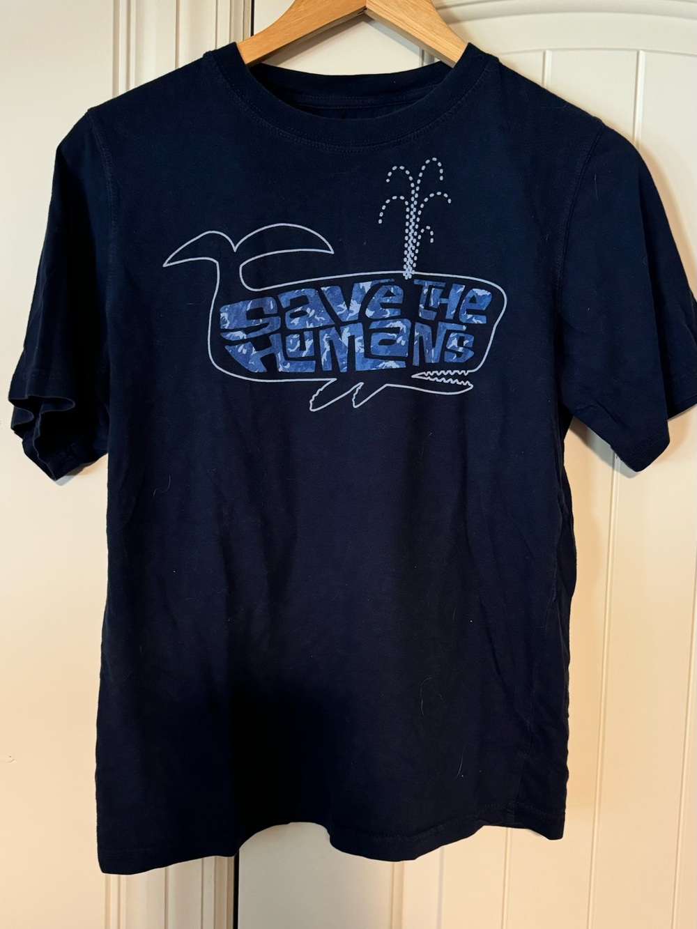 Navy 'Save The Humans' Whale Graphic Tee